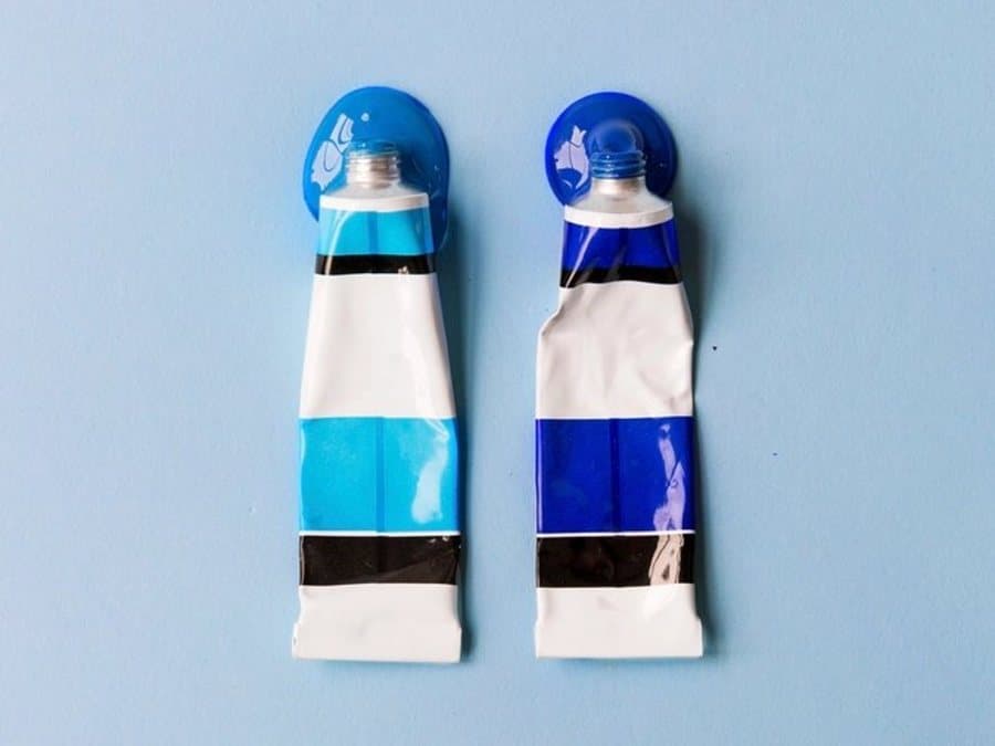 Two tubes of blue paint